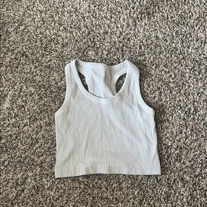 Ribbed Racerback Crop Tank Top - White